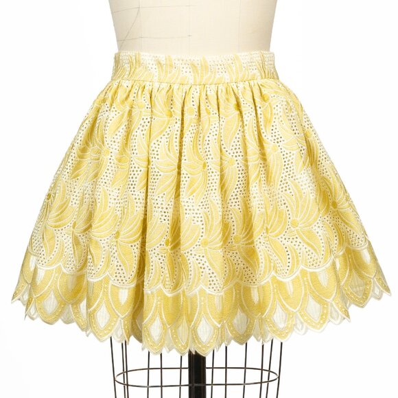 Misile for Free People Gold White Floral Lace Mini Skirt Small - Picture 1 of 7